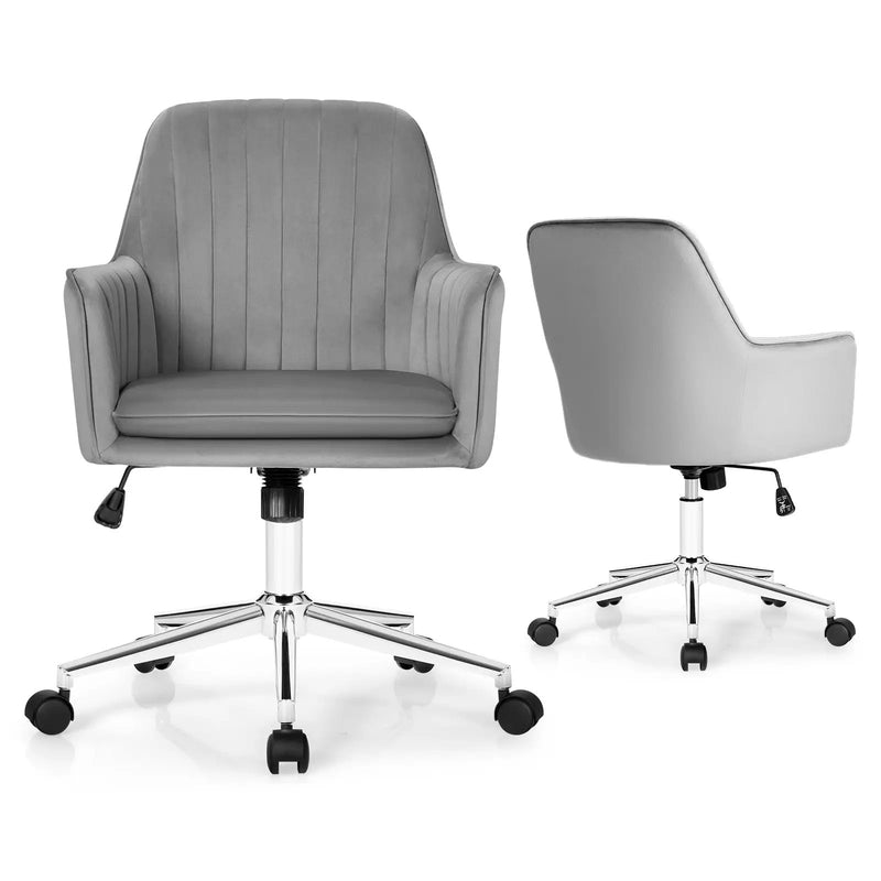 Velvet Accent Office Armchair with Adjustable Swivel and Removable Cushion by DirectDeals