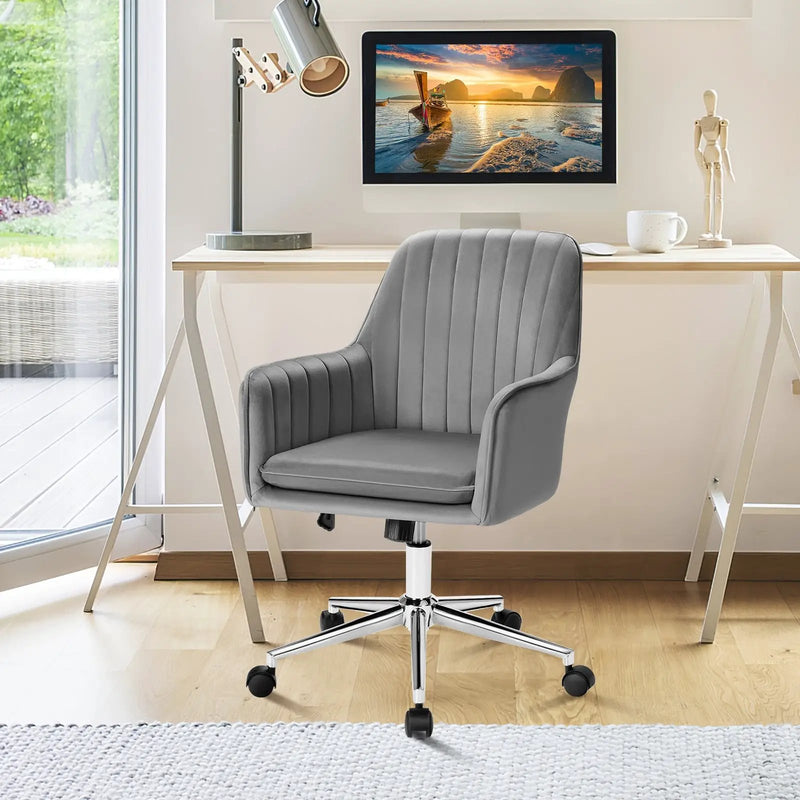 Velvet Accent Office Armchair with Adjustable Swivel and Removable Cushion by DirectDeals