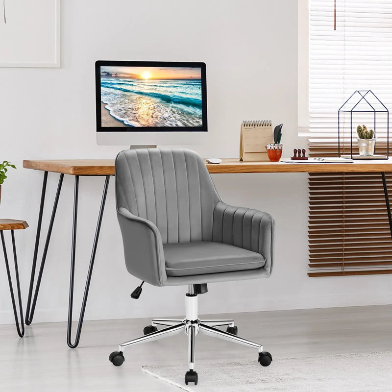 Velvet Accent Office Armchair with Adjustable Swivel and Removable Cushion by DirectDeals