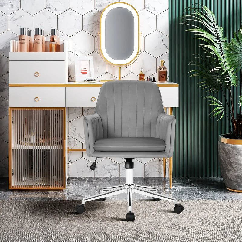 Velvet Accent Office Armchair with Adjustable Swivel and Removable Cushion by DirectDeals