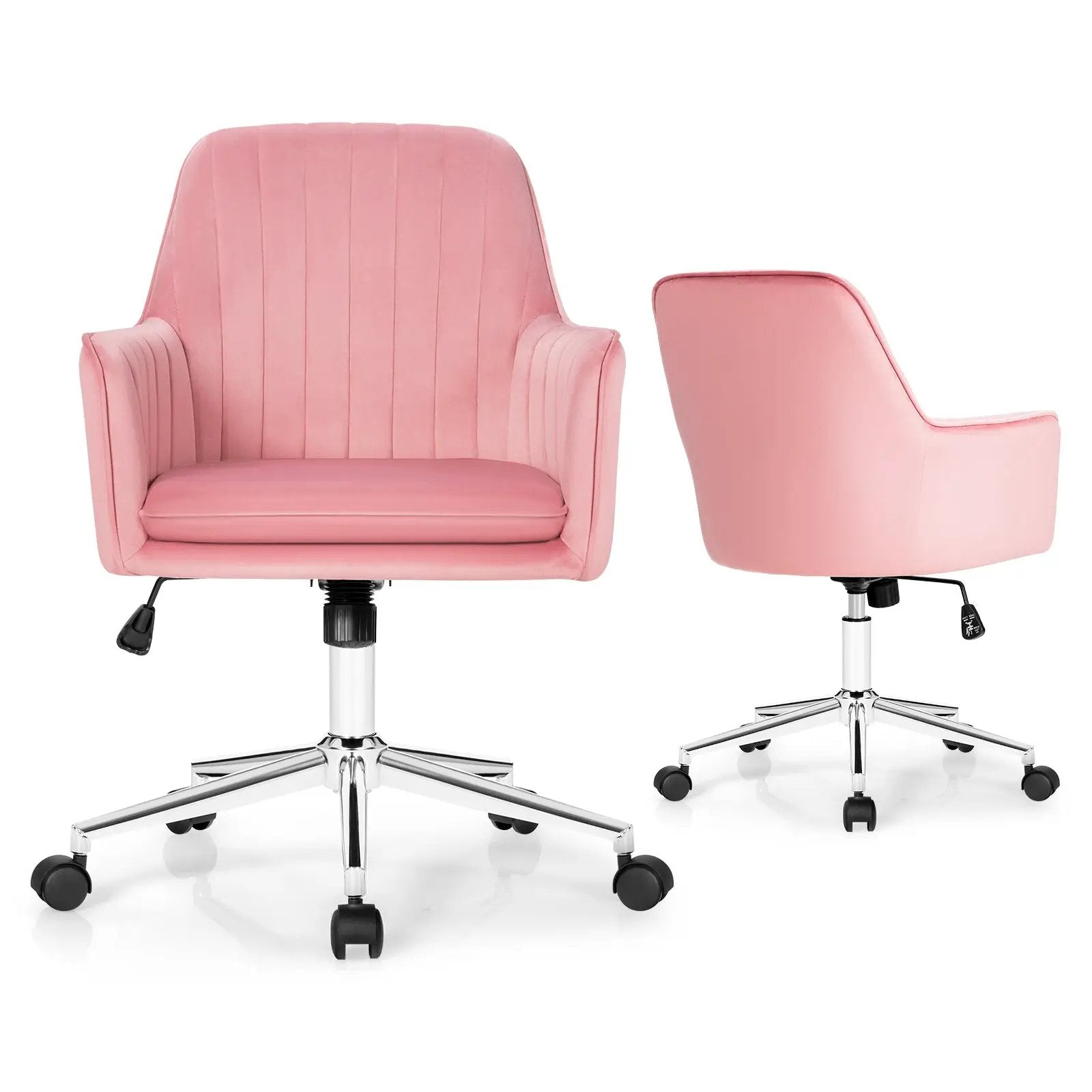 Velvet Accent Office Armchair with Adjustable Swivel and Removable Cushion by DirectDeals