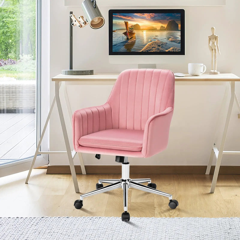 Velvet Accent Office Armchair with Adjustable Swivel and Removable Cushion by DirectDeals