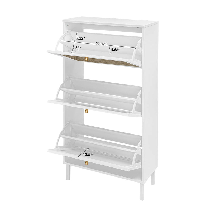 Modern Rattan 3 Door Shoe Rack Cabinet for Entryway by HouseOfZazla