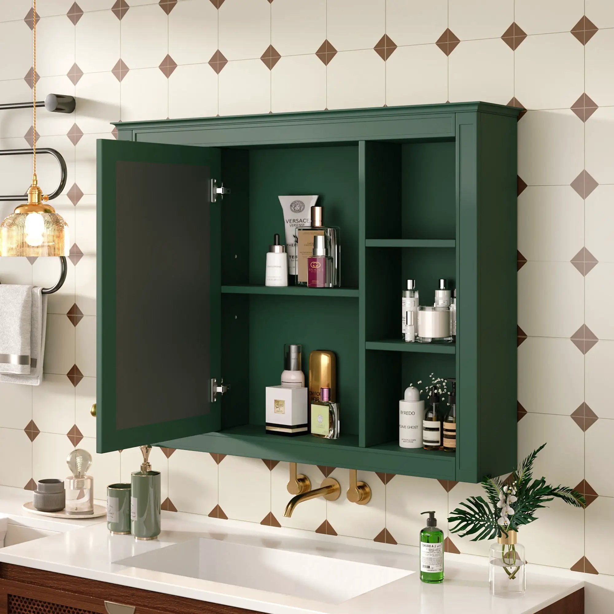 Wall Mounted Medicine Cabinet With Mirror, Storage Cabinet Featuring 6 Open Shelves And Adjustable Interior by HouseOfZazla