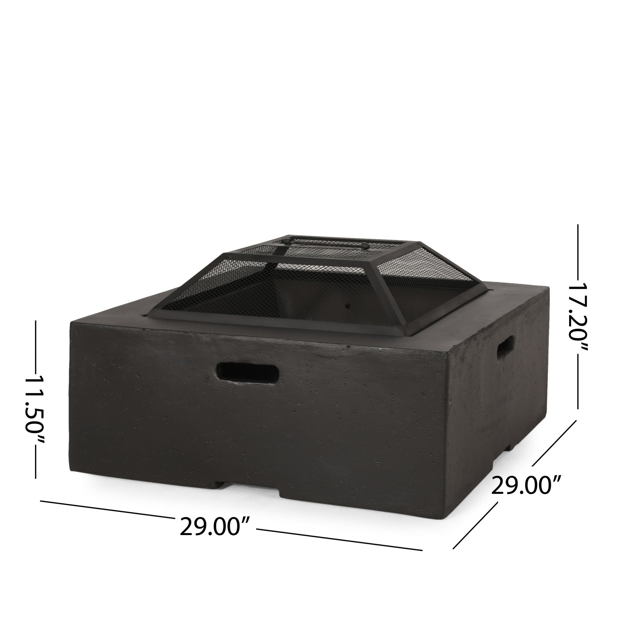 Outdoor Square MGO Wood Burning Fire Pit - Dark Gray by HouseOfZazla