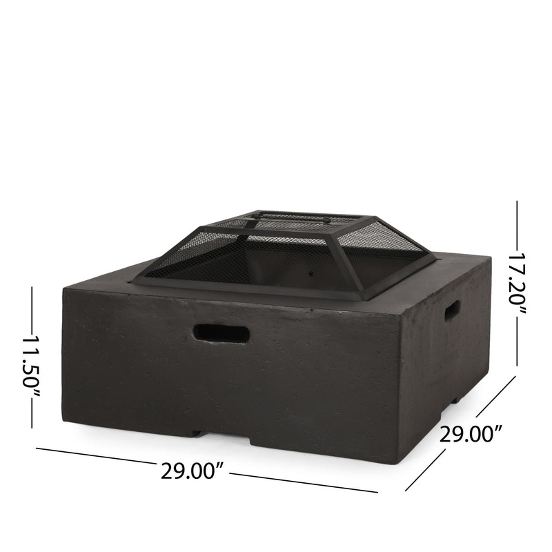 Outdoor Square MGO Wood Burning Fire Pit - Dark Gray by HouseOfZazla