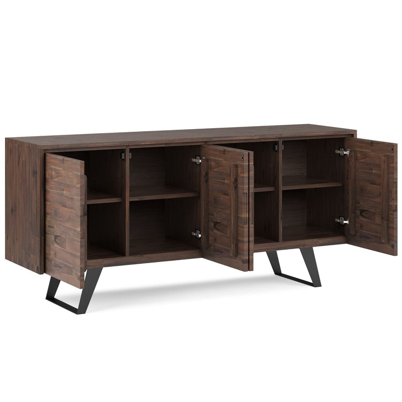 Lowry - Large 4 Door Sideboard Buffet - Distressed Charcoal Brown by HouseOfZazla
