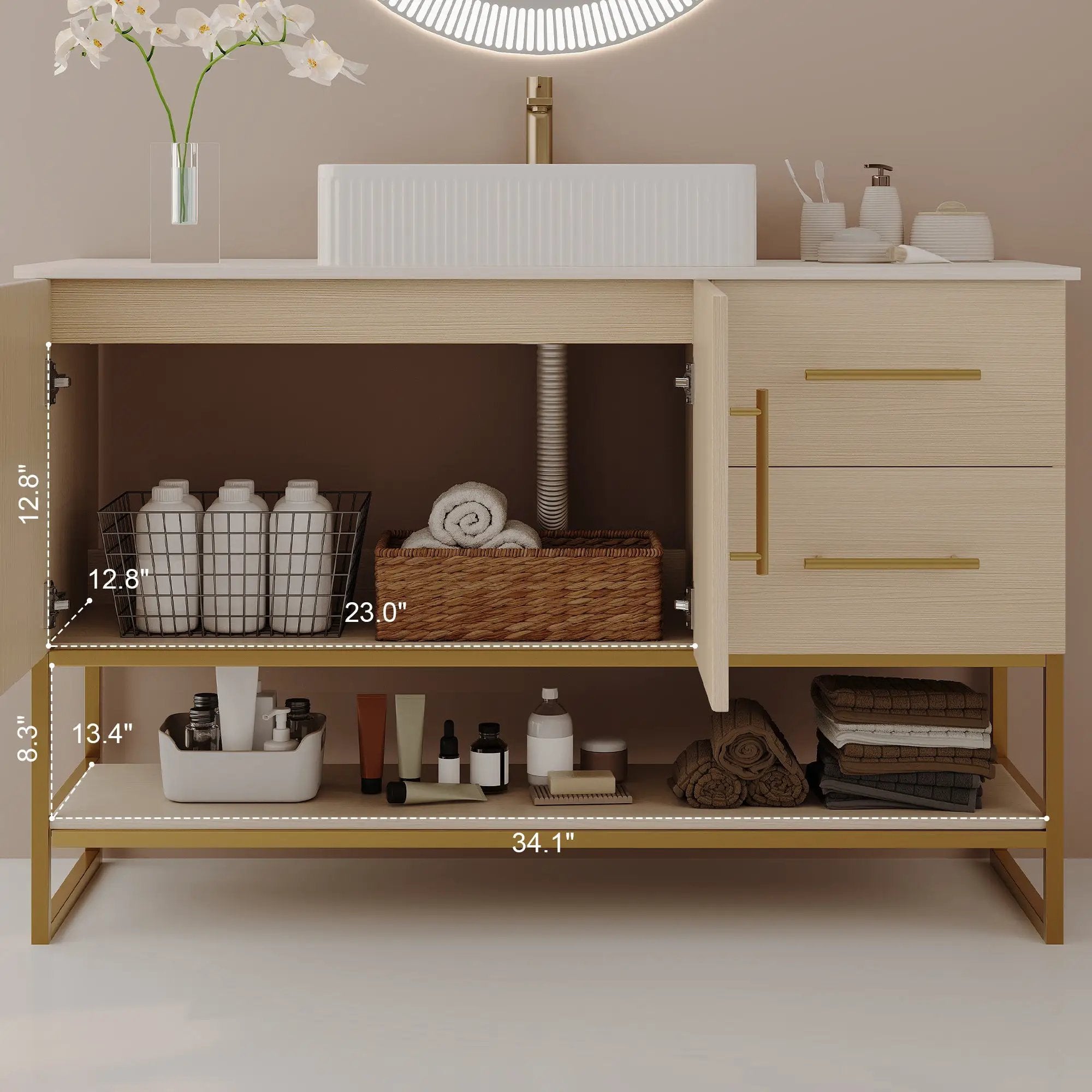 36" Modern Bathroom Vanity with Ceramic Vessel Sink by HouseOfZazla