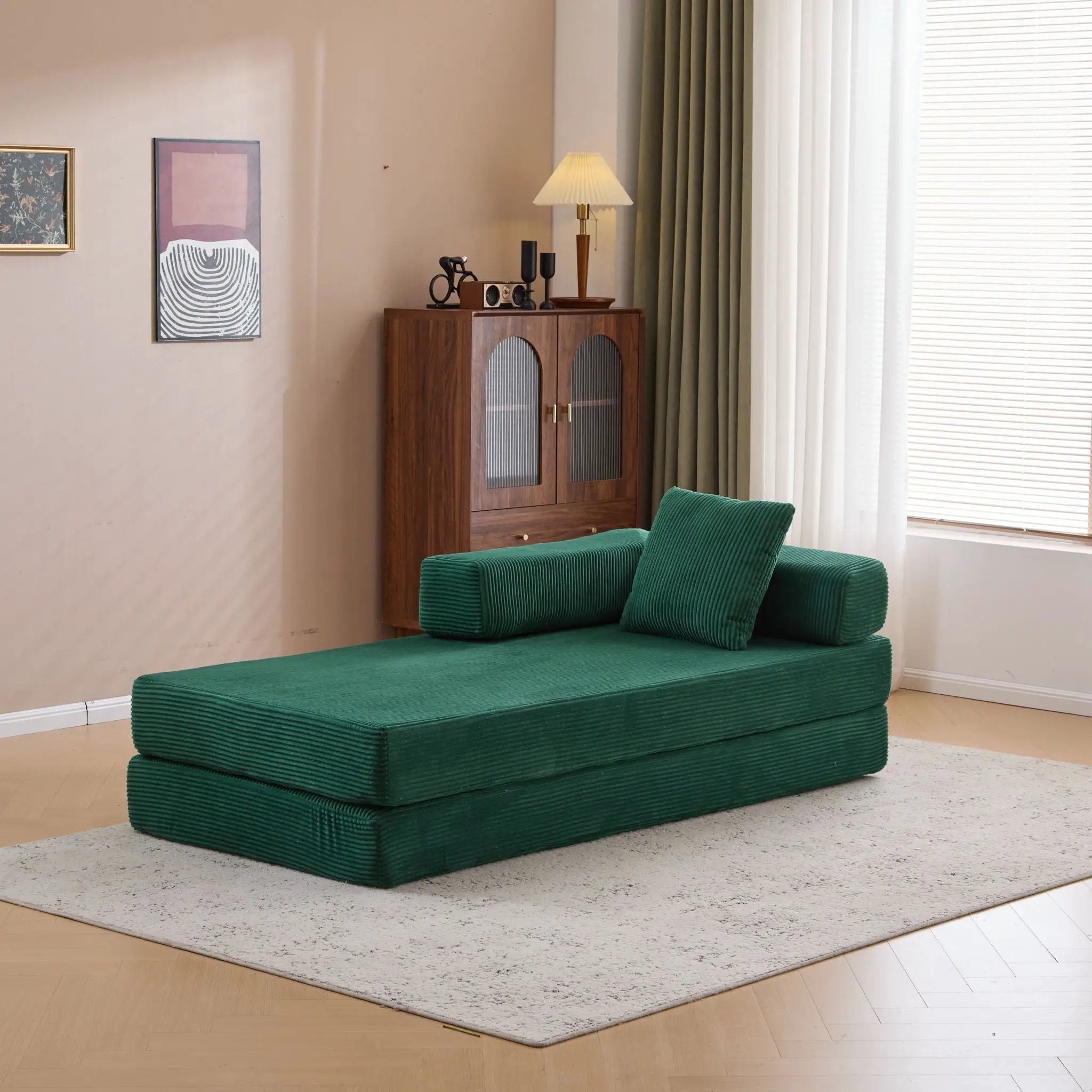 Floor Couch, Convertible Floor Sofa Bed With Pillow Back Support Armrest by HouseOfZazla