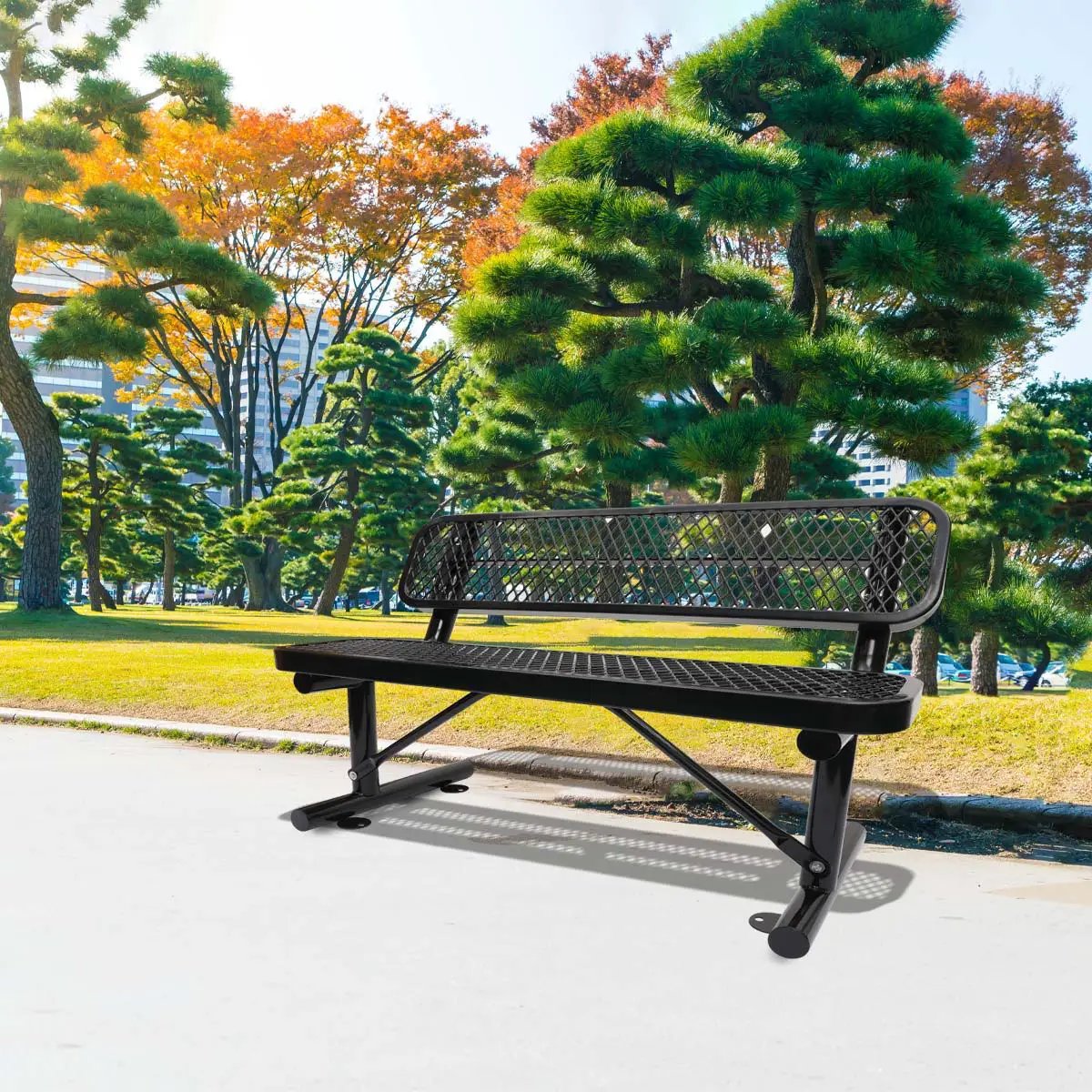 Outdoor Steel Bench With Backrest by HouseOfZazla
