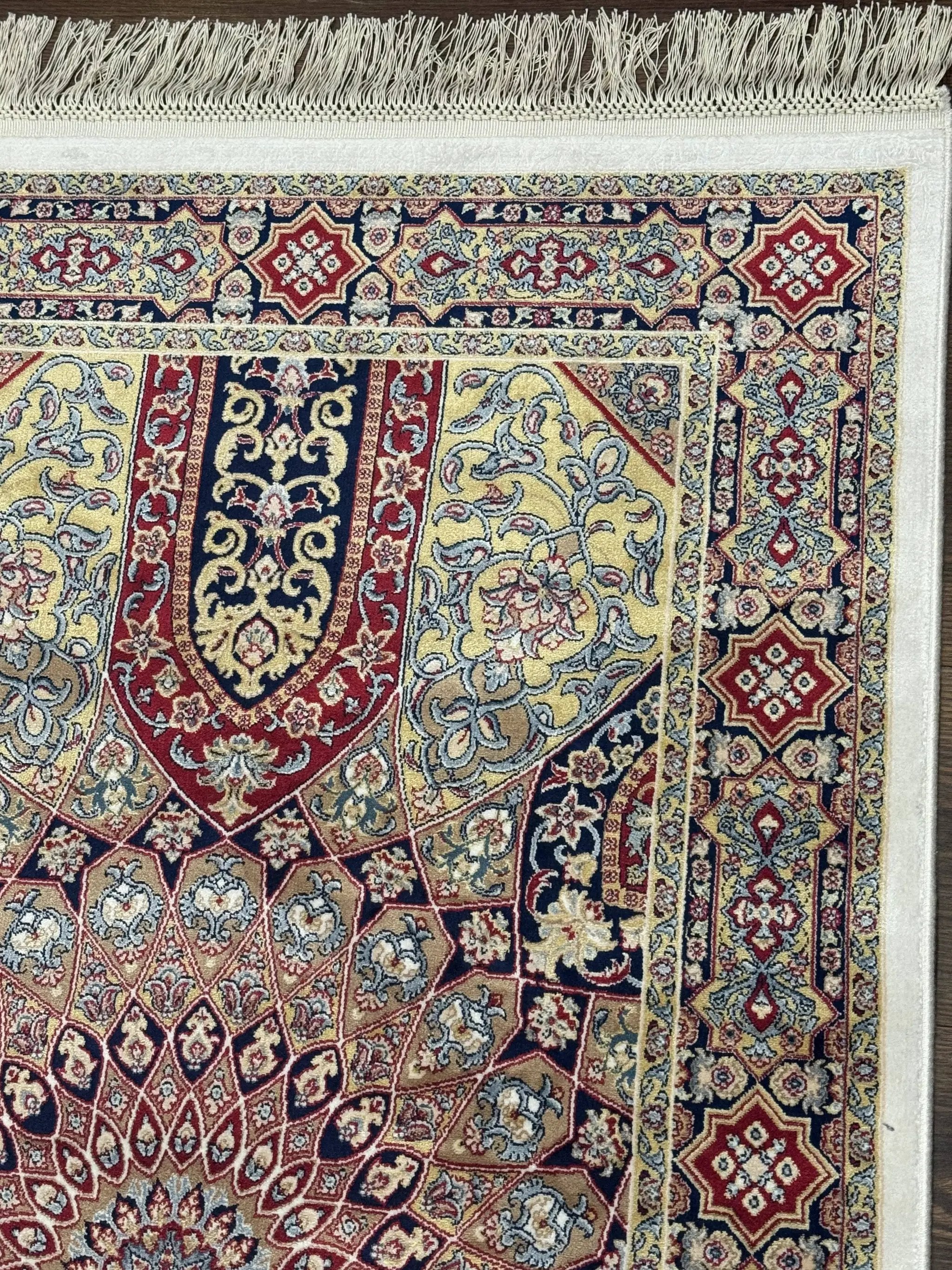 Turkish Silk Runner Rug 2.6 x 10, Dome Design, Hereke Runner, Bamboo Silk, New by Jewel Rugs