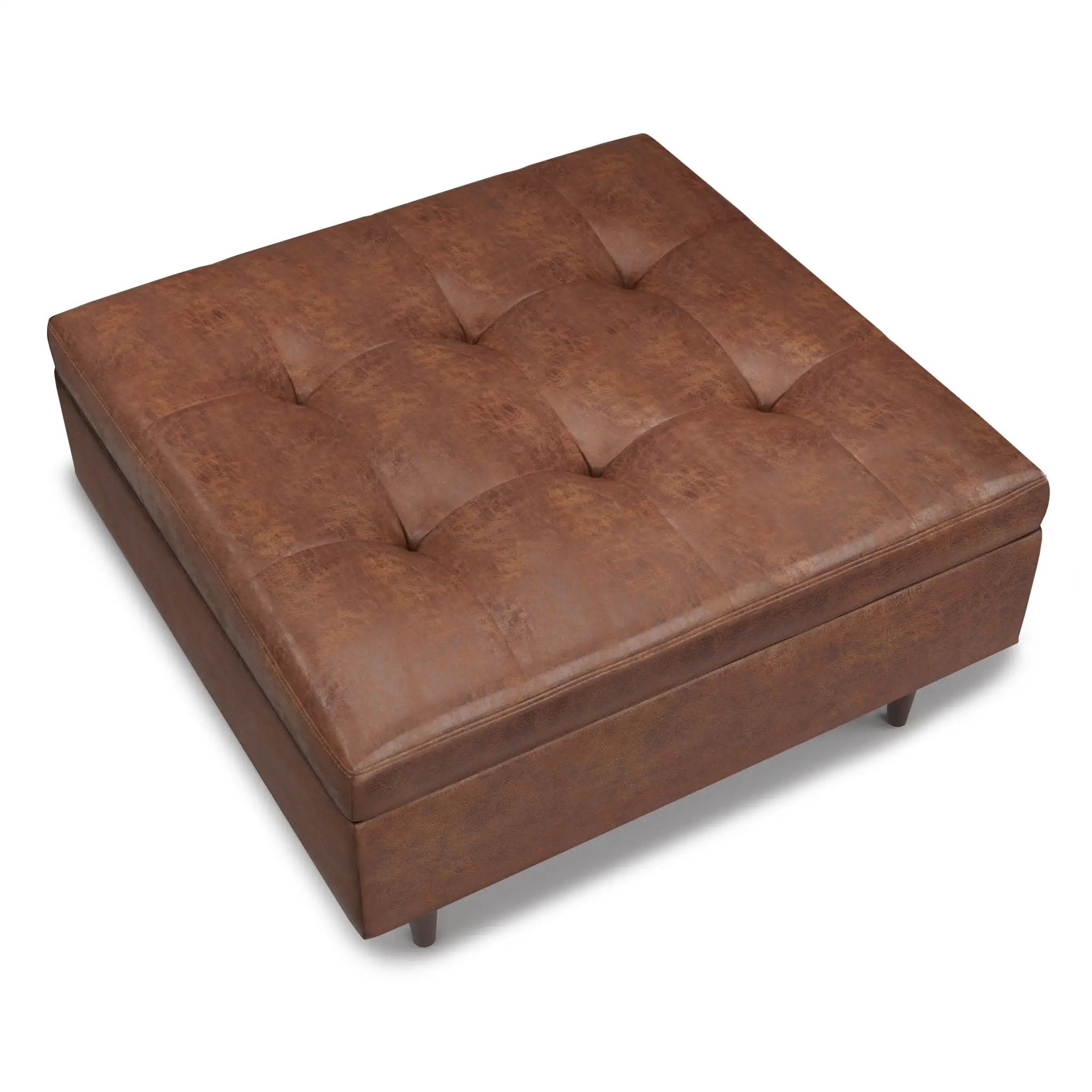 Shay - Large Square Coffee Table Storage Ottoman Mid-Century Style by Unique Piece Furniture