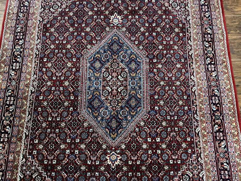 Indo Persian Bidjar Rug 6x9, Vintage Wool Handmade Carpet by Jewel Rugs
