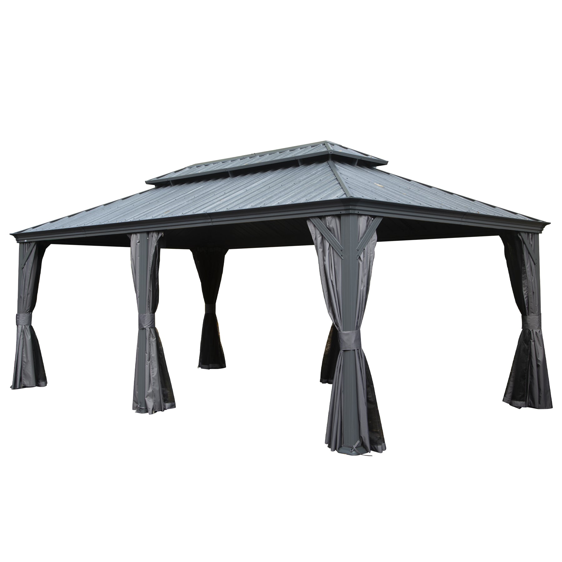 12' x 18' Hardtop Metal Gazebo with Double Roof Canopy by HouseOfZazla