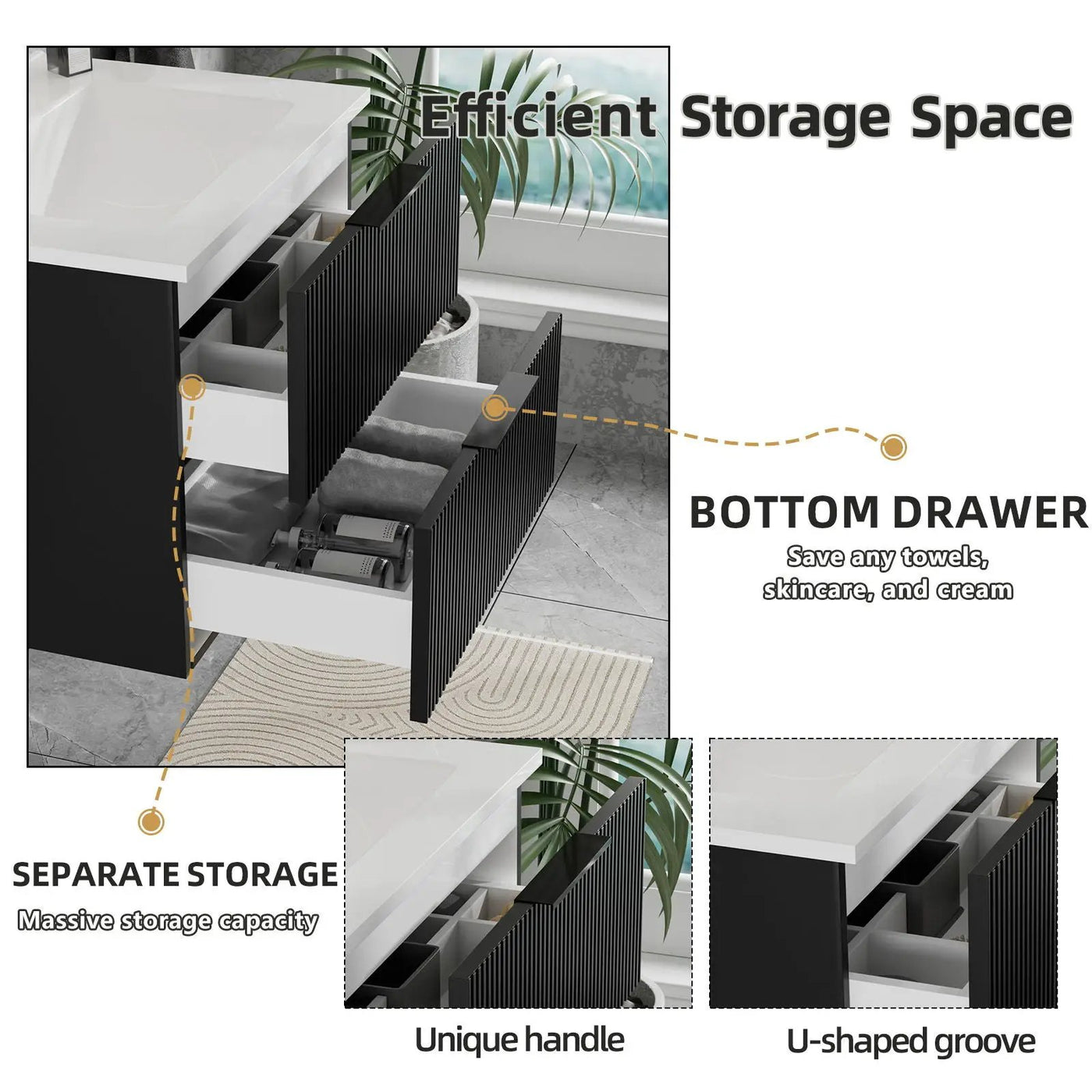 Modern Wall Mounted Floating Bathroom Vanity With Sink And Drawers by Unique Piece Furniture