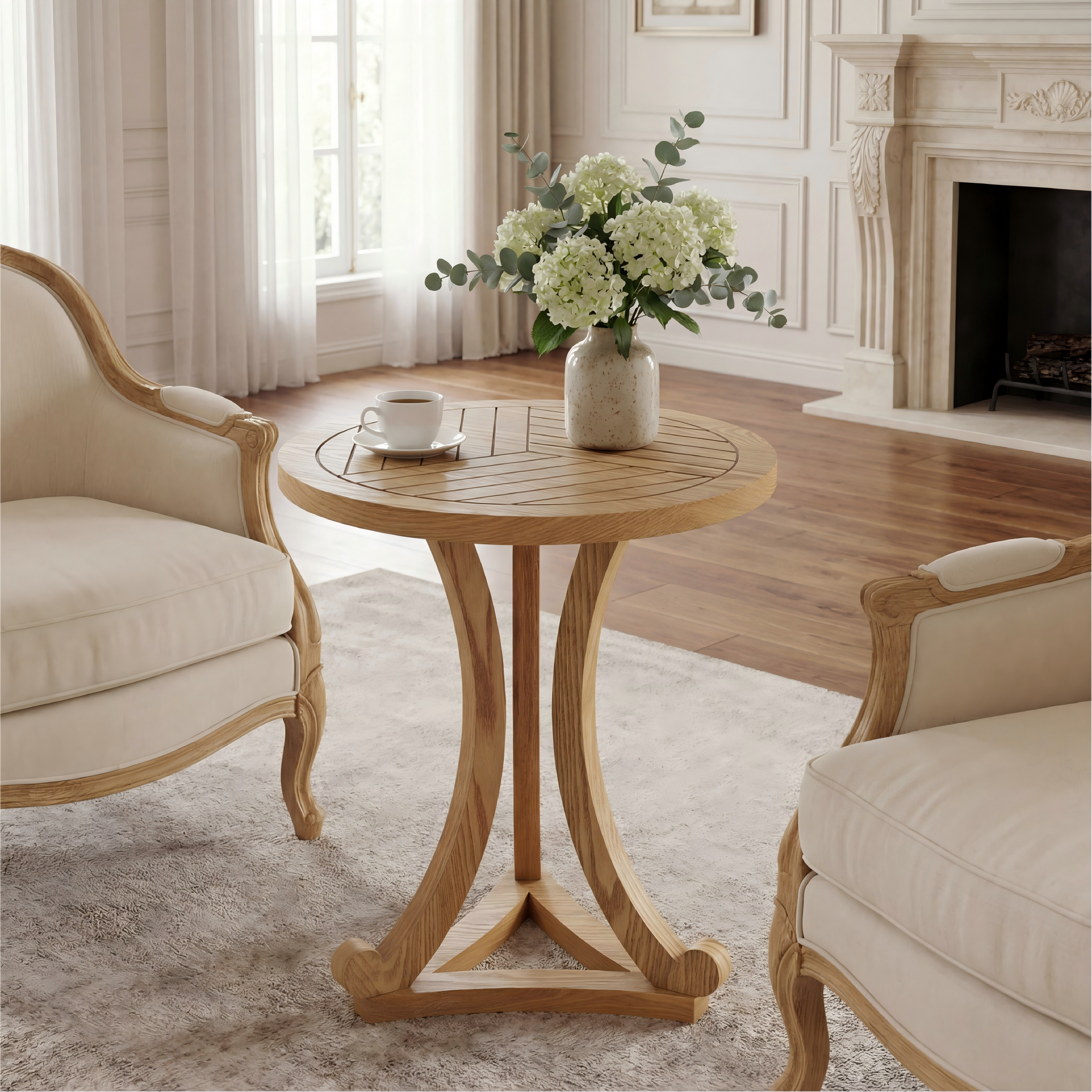 Natural Finish Round Wood Accent Table by HouseOfZazla