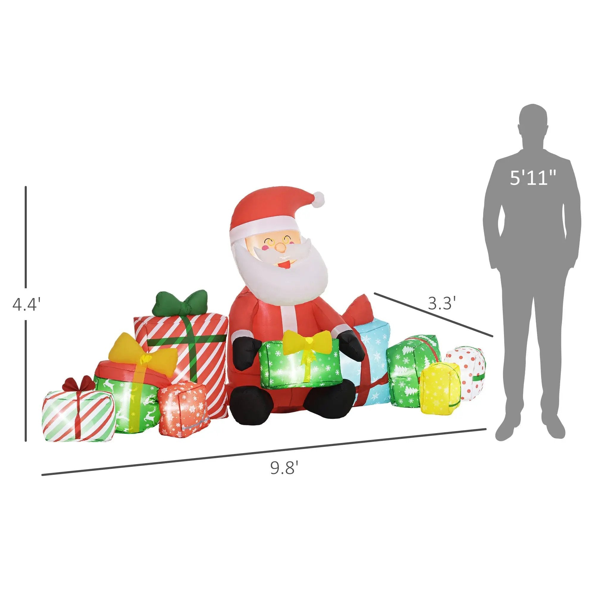 Outsunny 4.4' Christmas Inflatables Santa Claus and Gift Boxes by HouseOfZazla