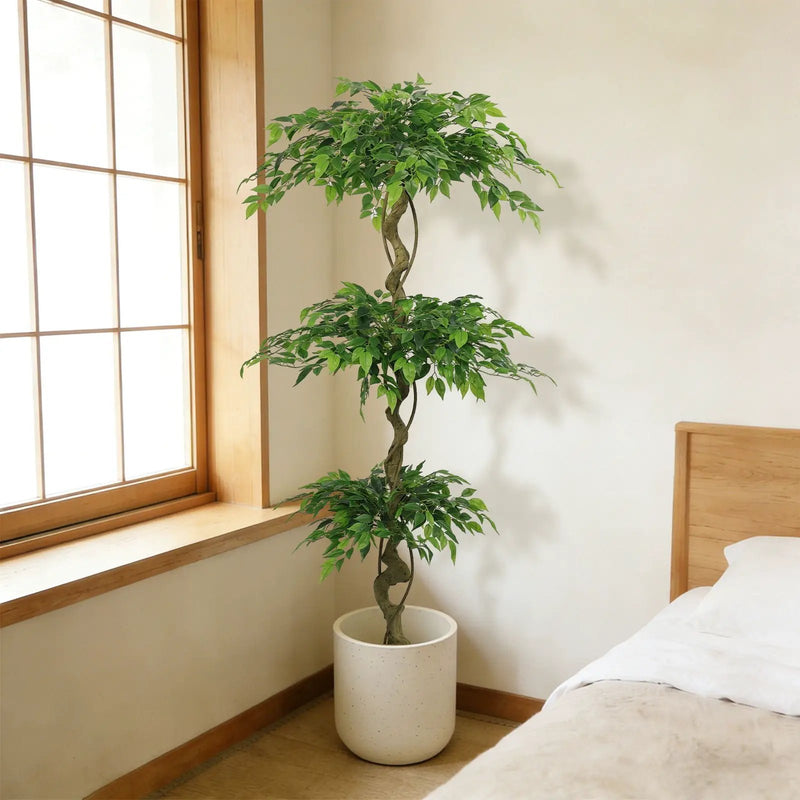 Artificial Ficus Tree With Pot For Home Decor Indoor Plant - Green by Unique Piece Furniture