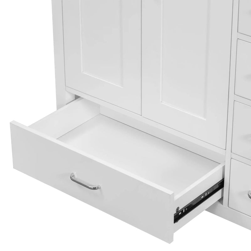 Bathroom Vanity With Ceramic Sink Combo, Abundant Storage Cabinet 2 Soft Close Doors And 5 Drawers by HouseOfZazla