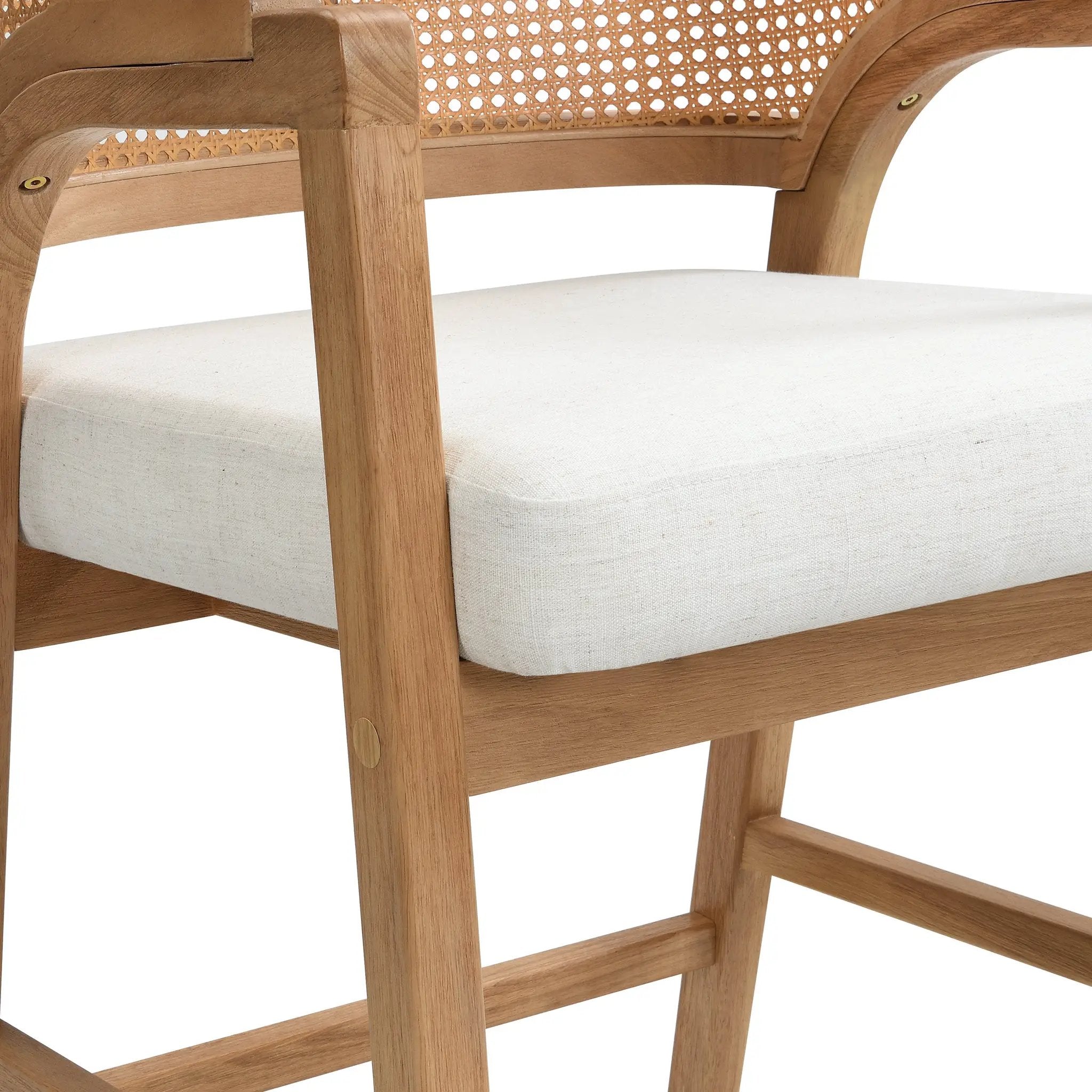 Wooden Frame Counter Stool with Rattan Back - Set of 2 by HouseOfZazla