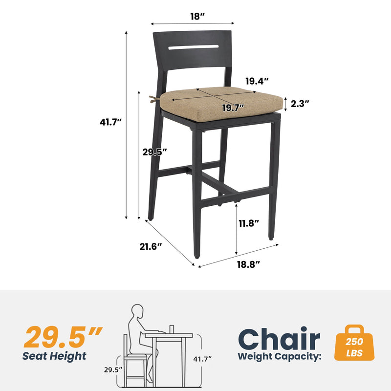 Modern Outdoor Bar Stools With Backrest And Footrest (Set of 2) by HouseOfZazla
