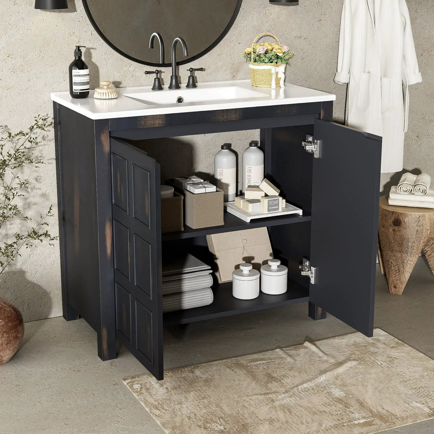 Bathroom Vanity Organizer With Sink, Combo Cabinet Set, Bathroom Storage Cabinet by Unique Piece Furniture