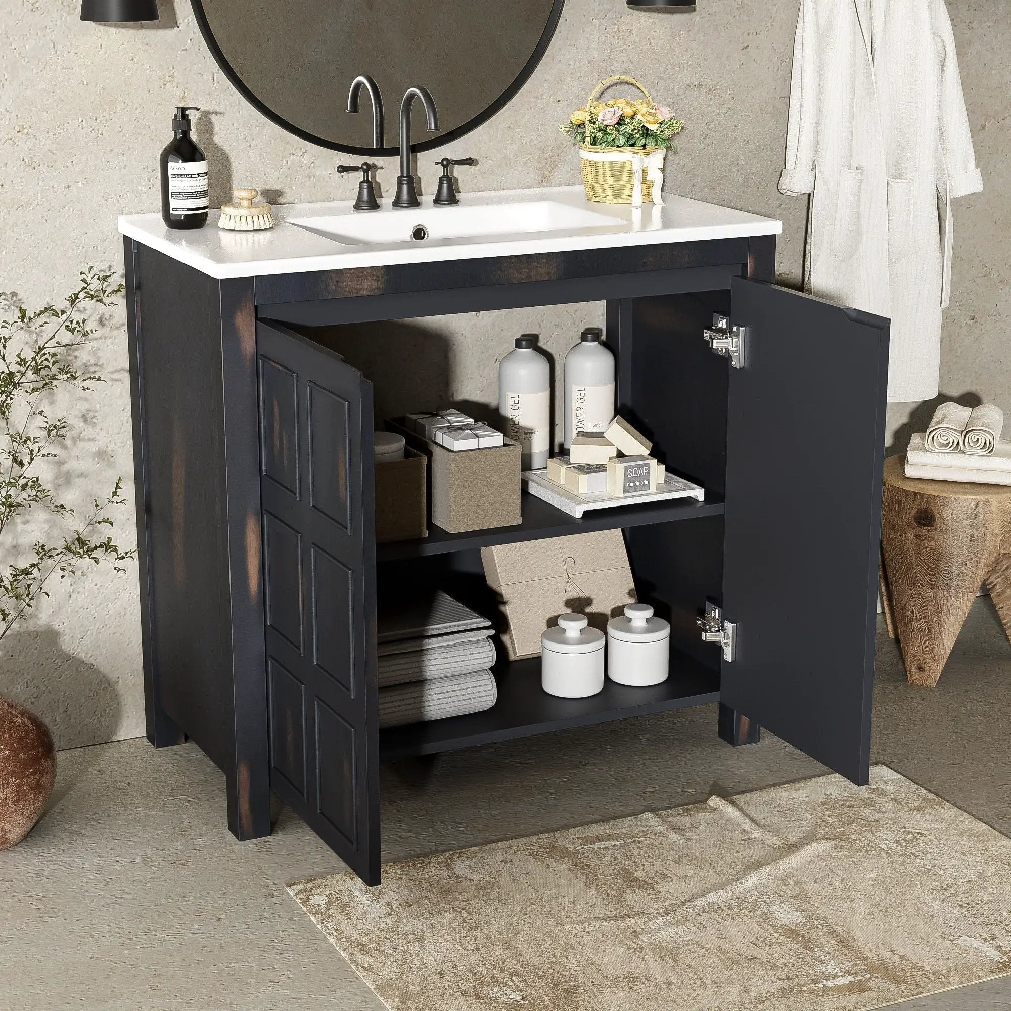 Bathroom Vanity Organizer With Sink, Combo Cabinet Set, Bathroom Storage Cabinet by Unique Piece Furniture