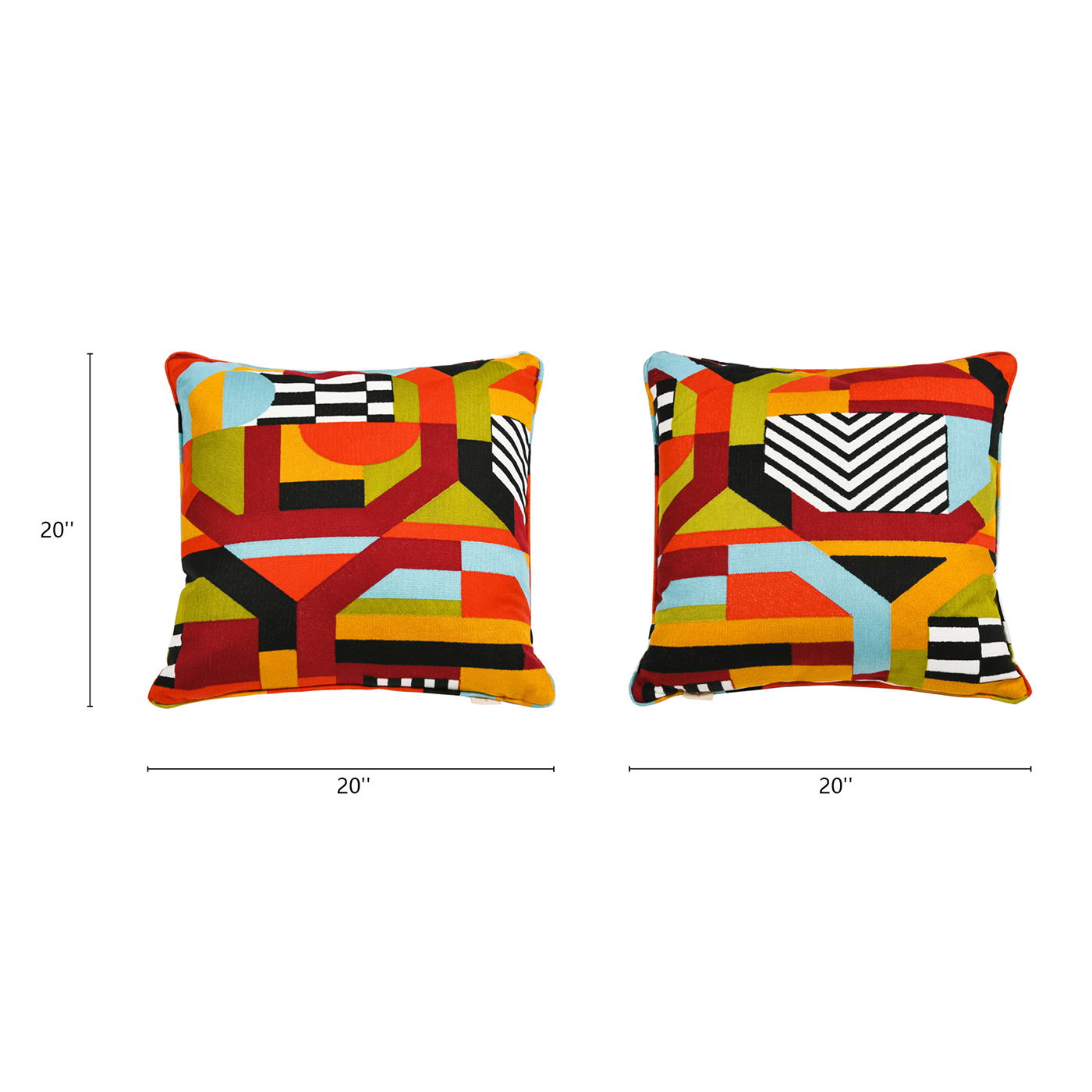 La Broderie - Square Embroidered Throw Pillow & Feather Down Insert - Colorpop Multicolored Embroidery by HouseOfZazla