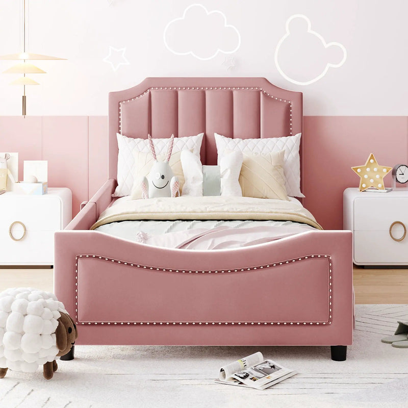 Upholstered Daybed With Classic Stripe Shaped Headboard by Unique Piece Furniture