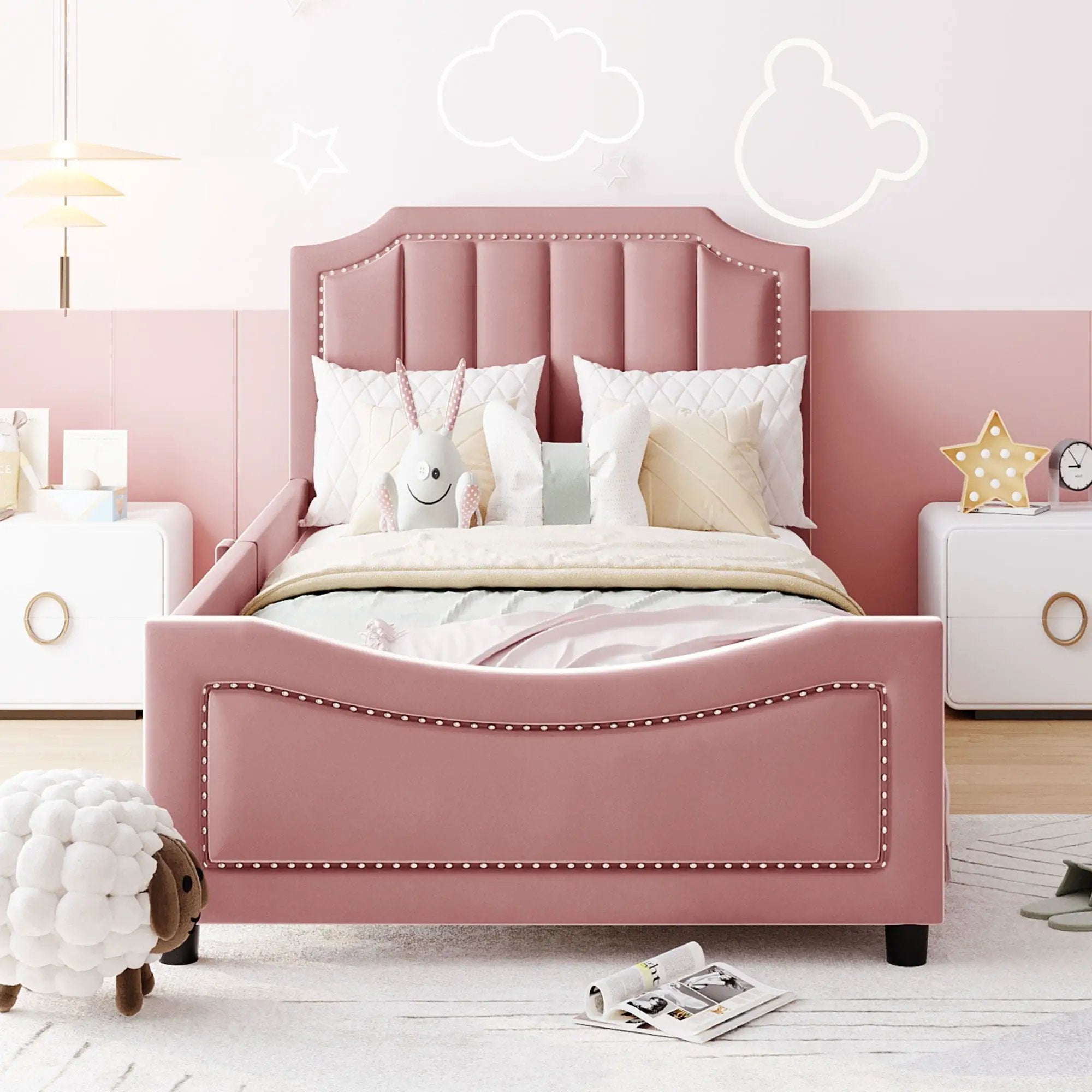 Upholstered Daybed With Classic Stripe Shaped Headboard by HouseOfZazla