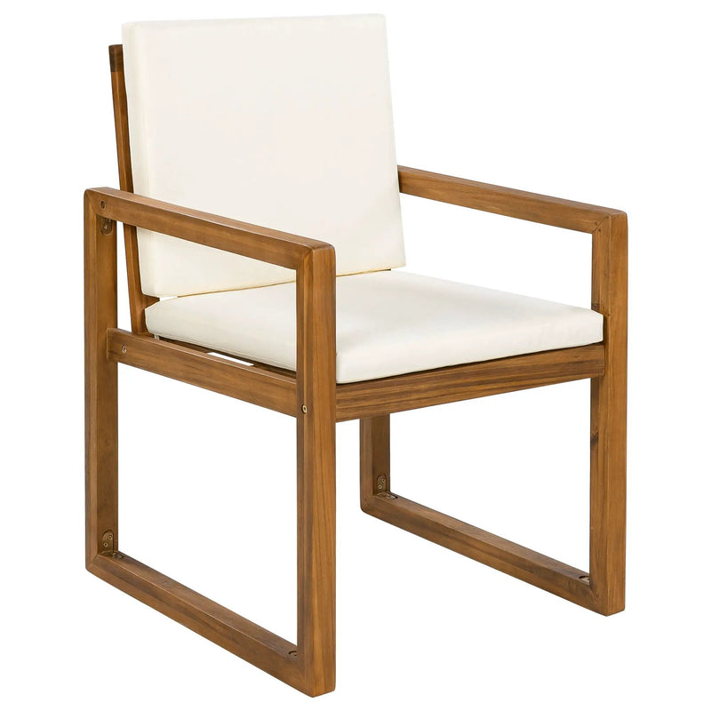 5 Piece Outdoor Patio Dining Set With 4 Armchairs And Table - Beige by HouseOfZazla