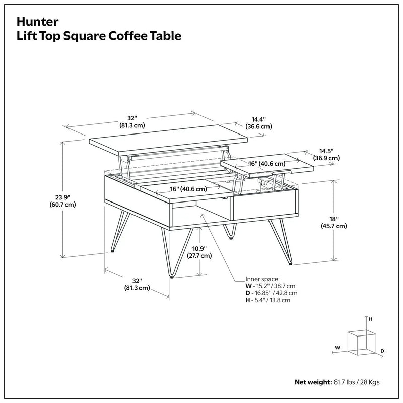 Hunter - Handcrafted Lift Top Coffee Table by Unique Piece Furniture