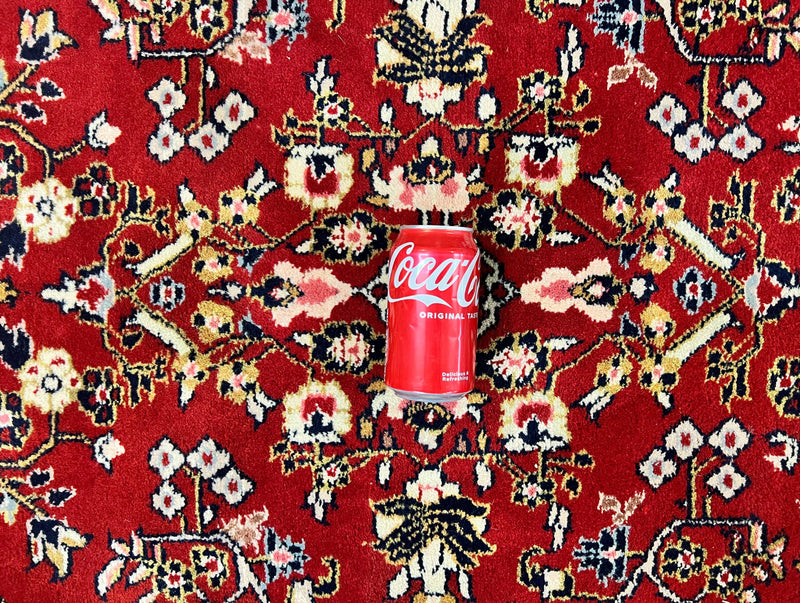 Indo Persian Sarouk Rug 8x10, Red, Floral Allover, Handmade Vintage Wool Carpet, Traditional Rug by Jewel Rugs