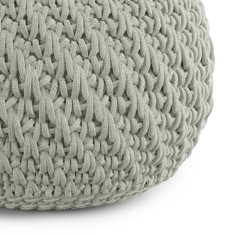 Nisi - Round Knitted Outdoor / Indoor Pouf - Light Gray by Unique Piece Furniture