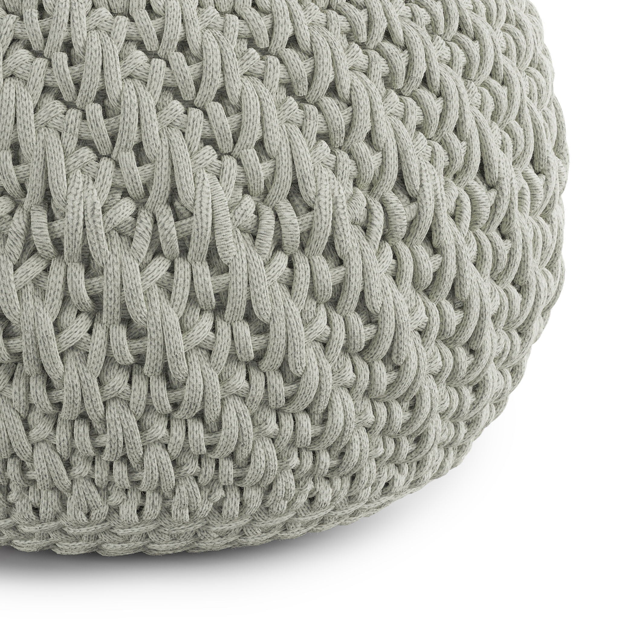 Nisi - Round Knitted Outdoor / Indoor Pouf - Light Gray by HouseOfZazla