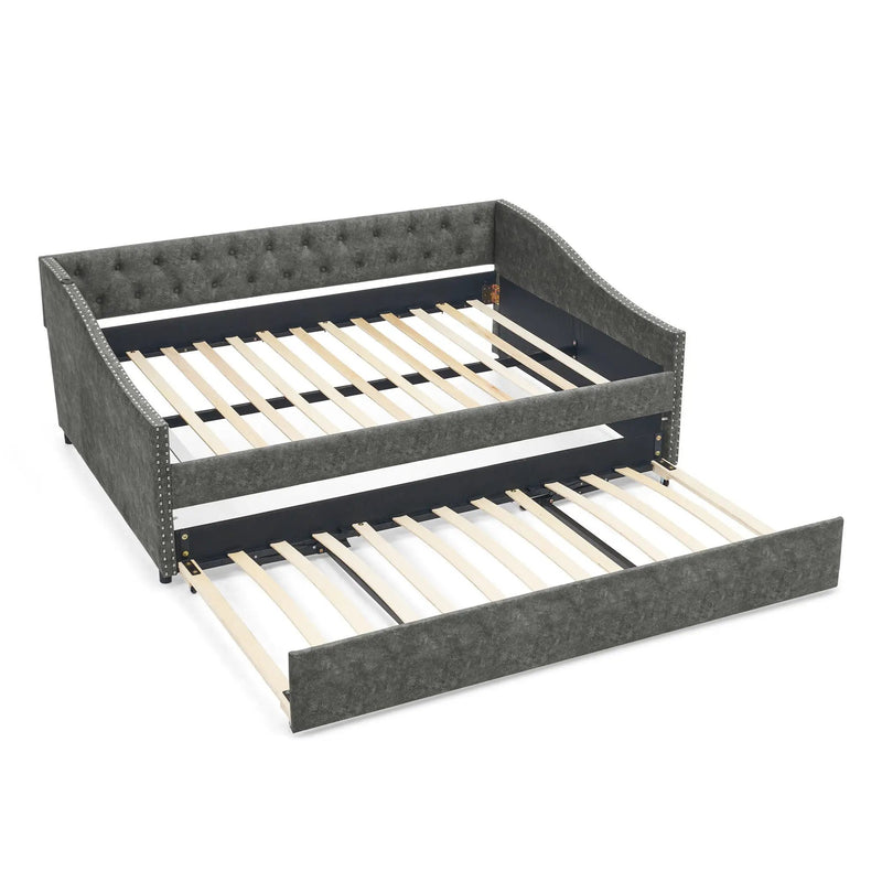 Upholstered Daybed With USB Charging & Pull Out Bed