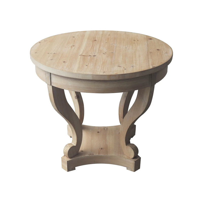Curved Legs Farmhouse Style Small Size Round Dining Table End Table Side Table Coffee Table For Dinette, Kitchen, Dining Room Or Living Room - Natural Wood Grain Distressed by HouseOfZazla