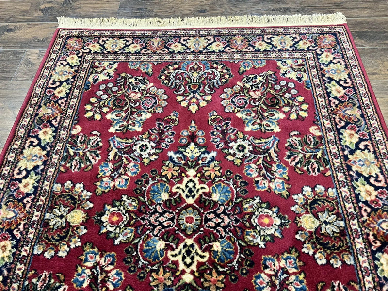 Karastan Rug 4.6 x 6 Lanamar Sarouk #5528, Red Wool Karastan Oriental Carpet, Discontinued, Antique, Wool Pile by Jewel Rugs