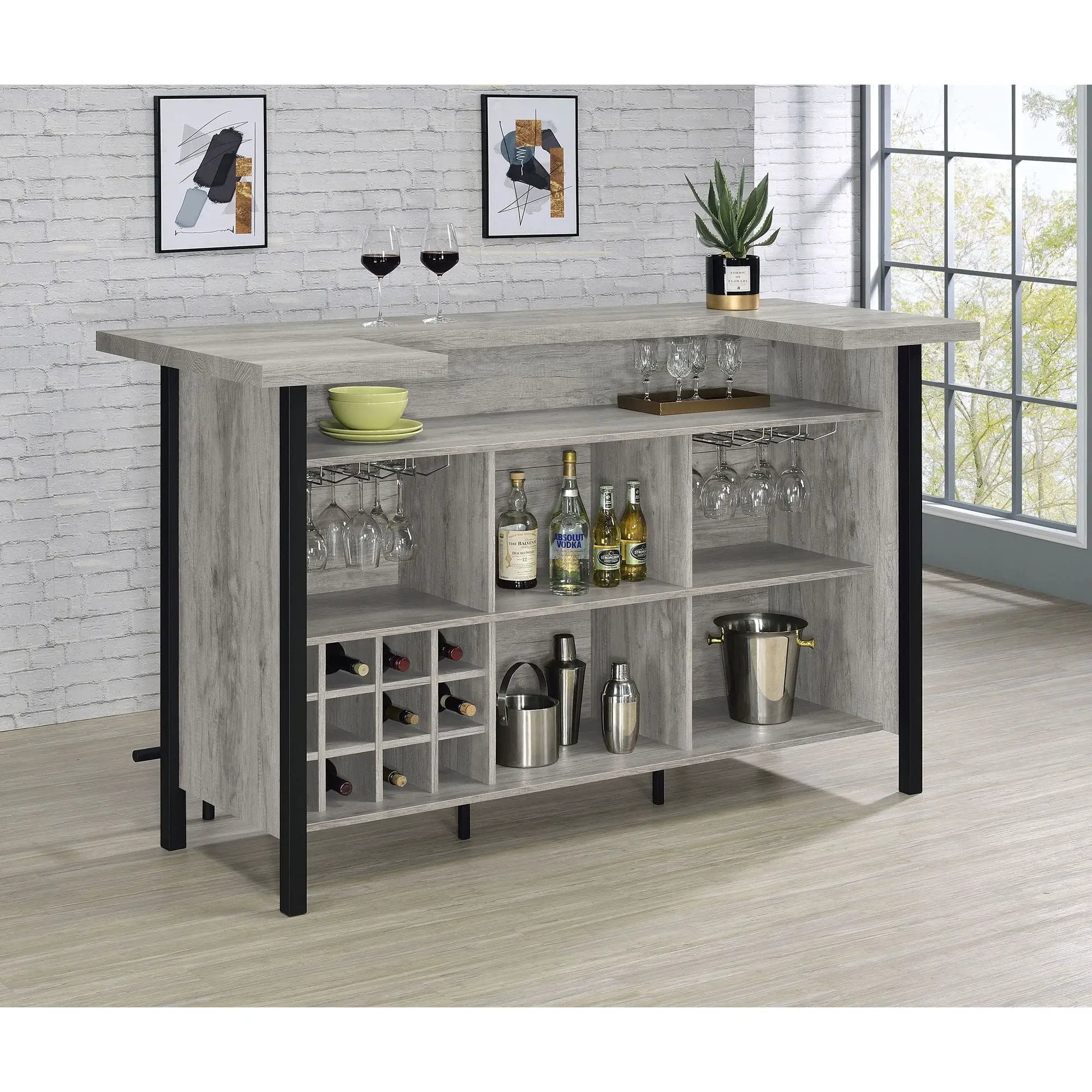 Menimen - Freestanding Bar Unit - Gray by HouseOfZazla