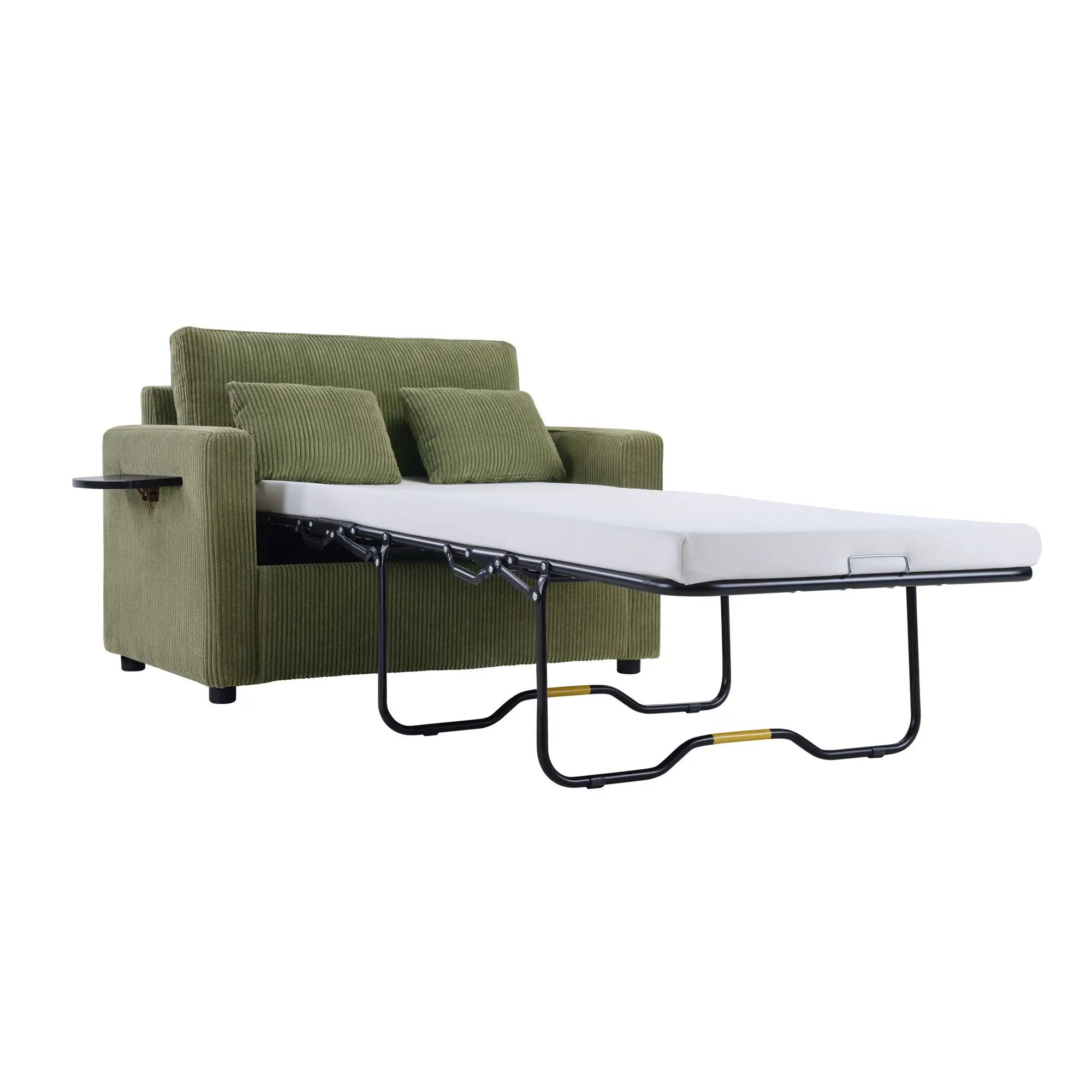 Sleeper Sofa With Foldable Mattress, USB Ports, Side Table & Storage Pocket by HouseOfZazla