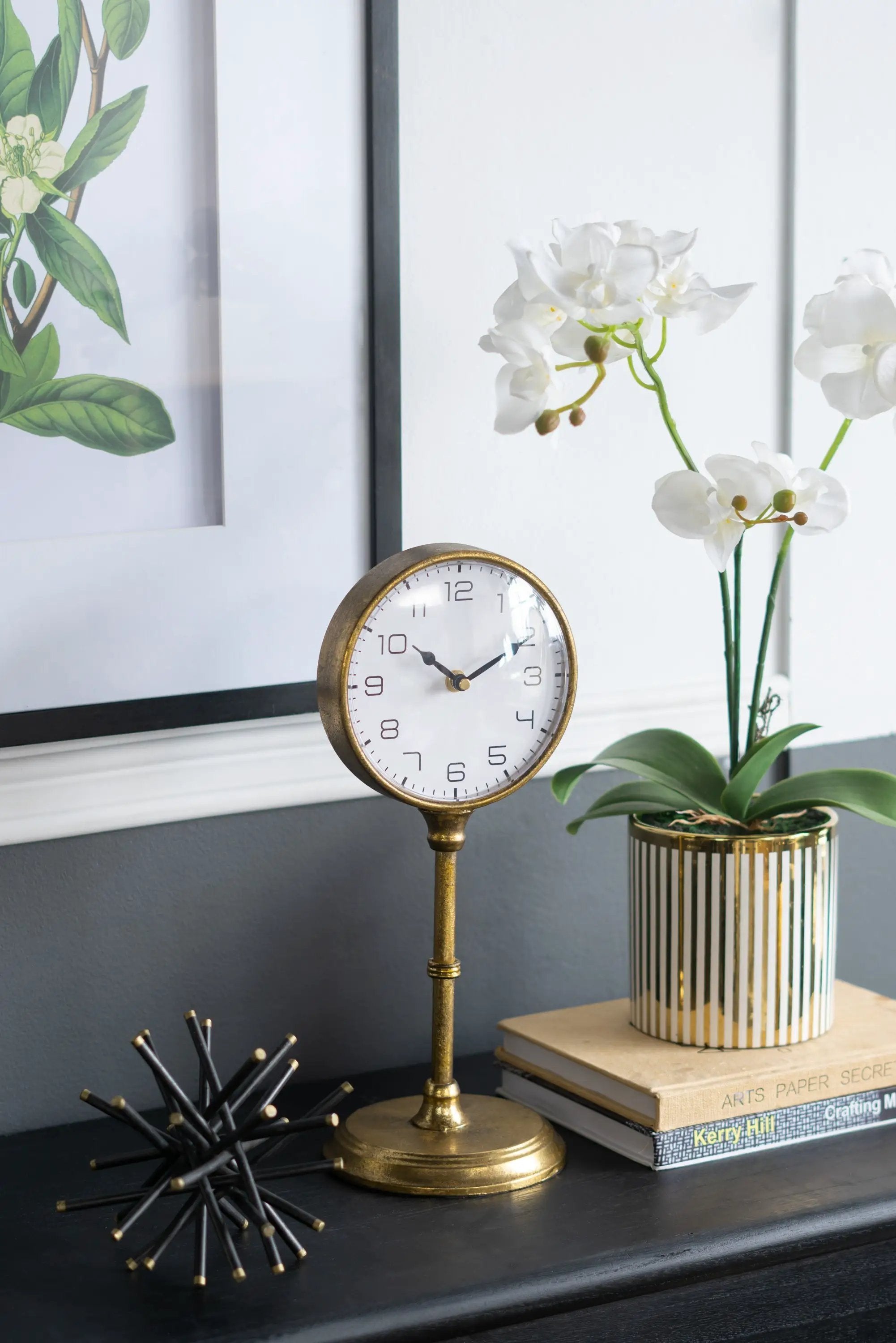6.5x5.9x15.2' Vintage Inspired Gold Iron Table Clock by HouseOfZazla