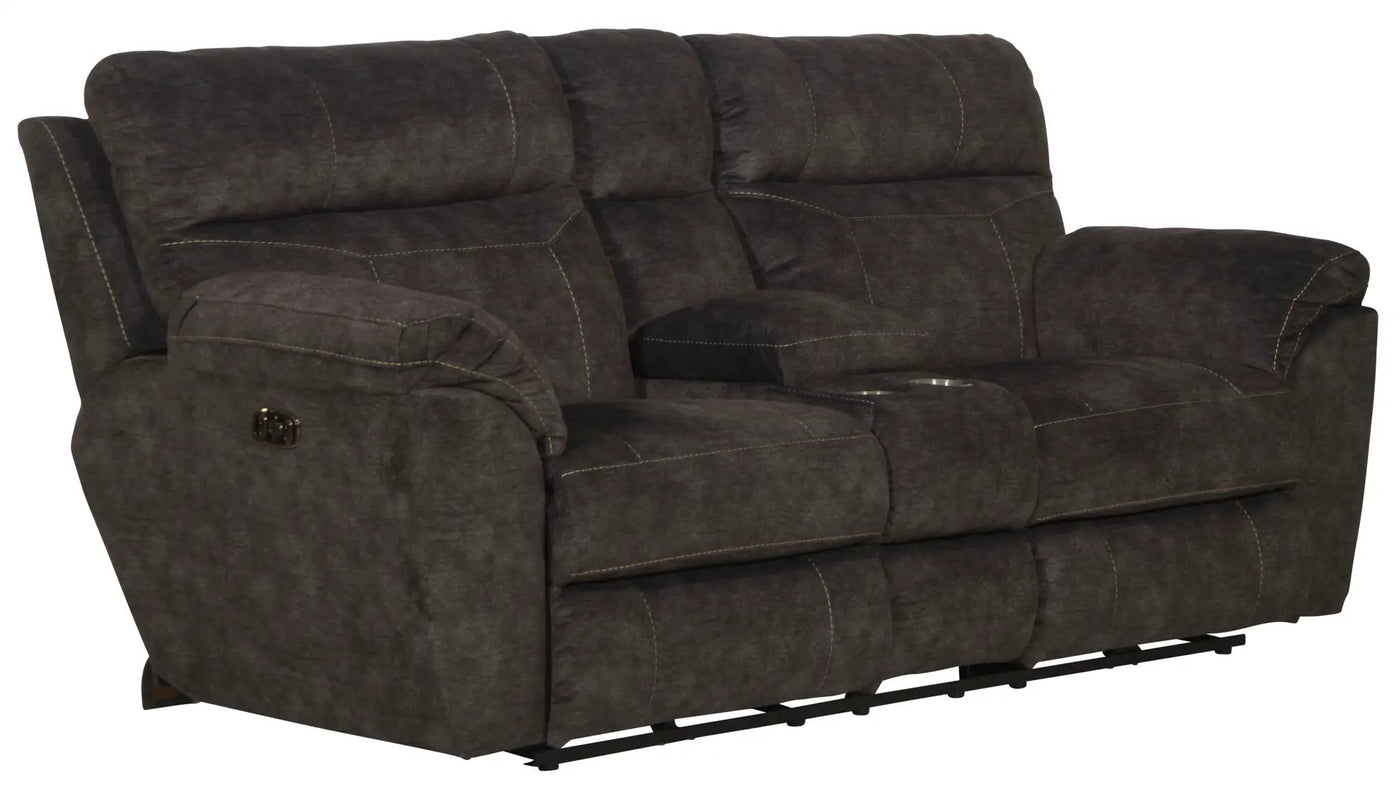Sedona - Power Hdrst With Lumbar Lay Flat Reclining Console Loveseat With Storage & Cupholders by Unique Piece Furniture