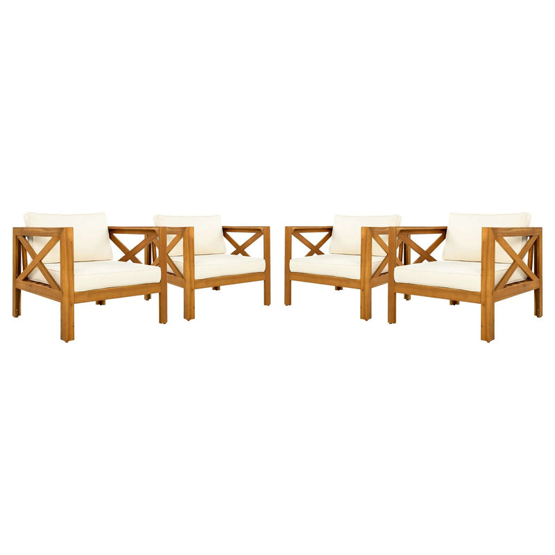 Outdoor Acacia Wood Club Wooden Armchair with Cushions (Set of 2) by HouseOfZazla