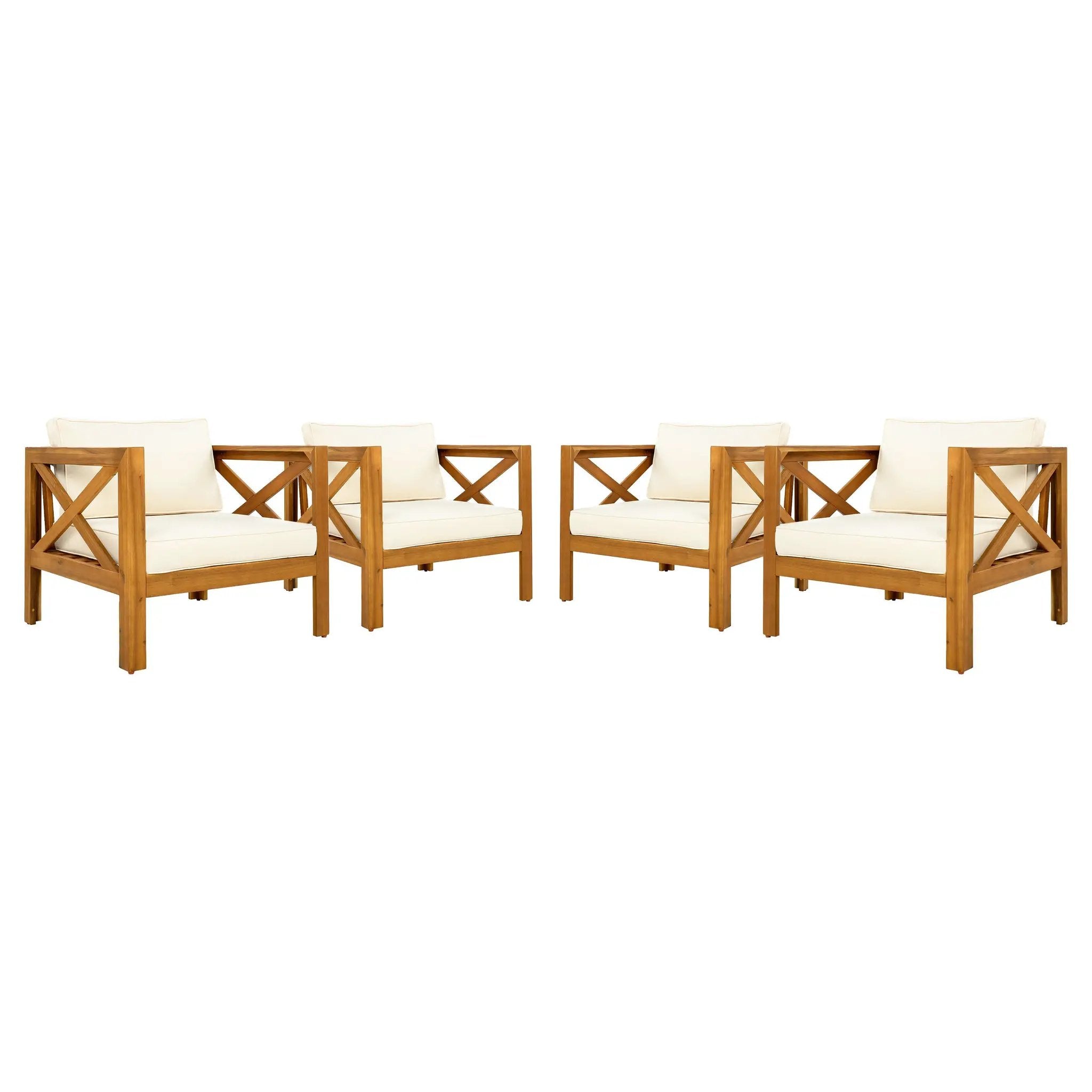 Patio Conversation Set with Foldable Acacia Wood Side Table and Cushions by HouseOfZazla