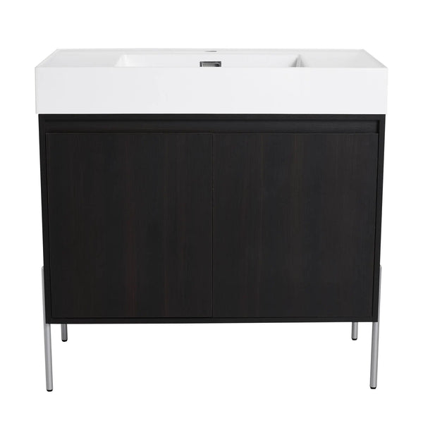 Freestanding Bathroom Vanity With Resin Sink And Storage Cabinet