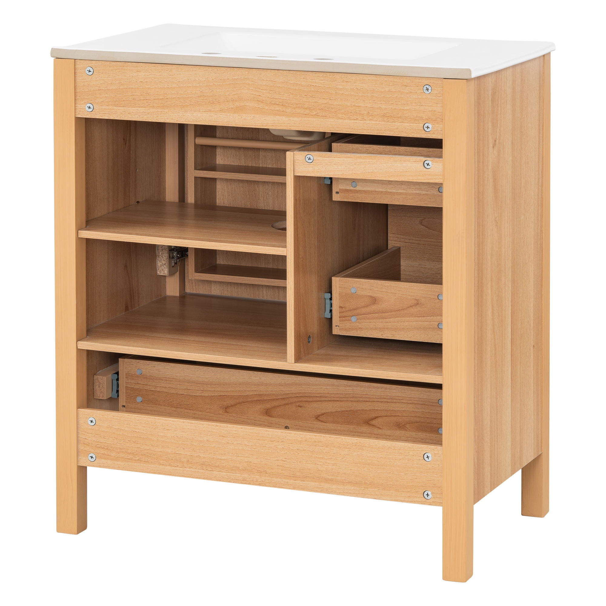Modern Bathroom Vanity With Sink, Soft Close Drawers & Door, Storage Rack by HouseOfZazla
