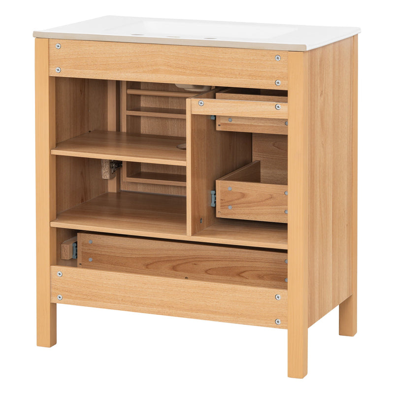 Modern Bathroom Vanity With Sink, Soft Close Drawers & Door, Storage Rack by HouseOfZazla