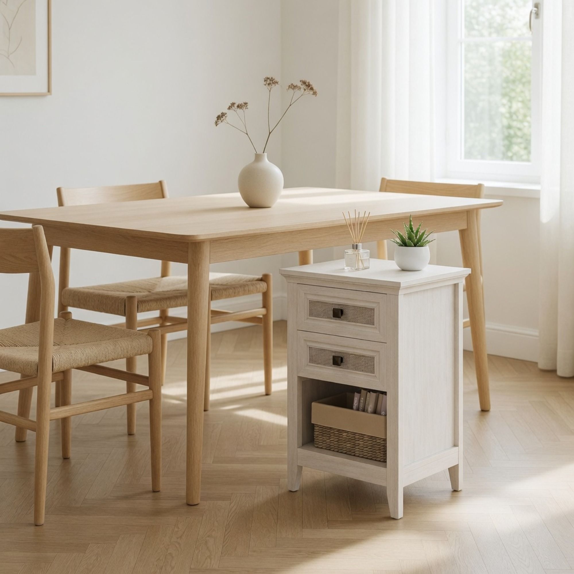 Nightstand With 2 Drawers & Shelf - White by HouseOfZazla