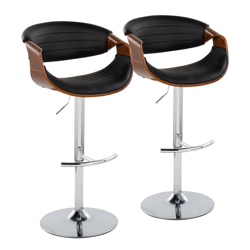 Symphony - Mid Century Modern Adjustable Barstool & Swivel With Rounded T Footrest (Set of 2) by Unique Piece Furniture