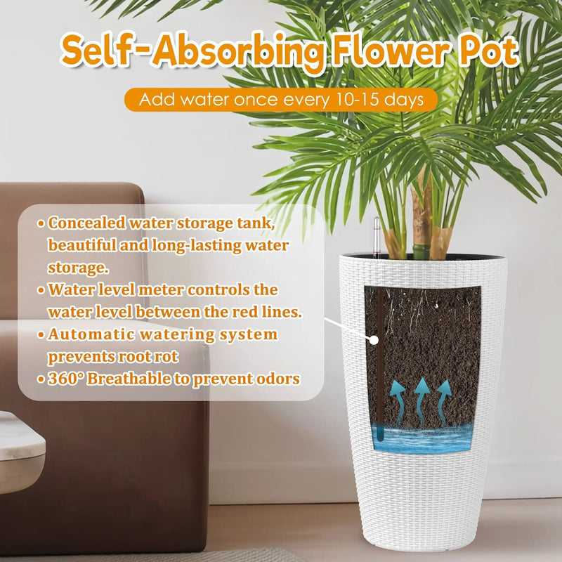 Tall Planters Set With Water Level Monitor And Auto Watering by HouseOfZazla